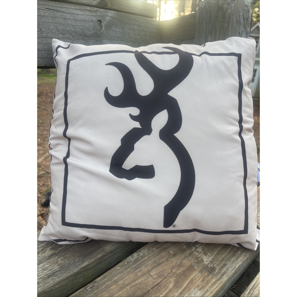 BROWNING Buckmark Brown Throw Pillow Decor Antlers Hunting